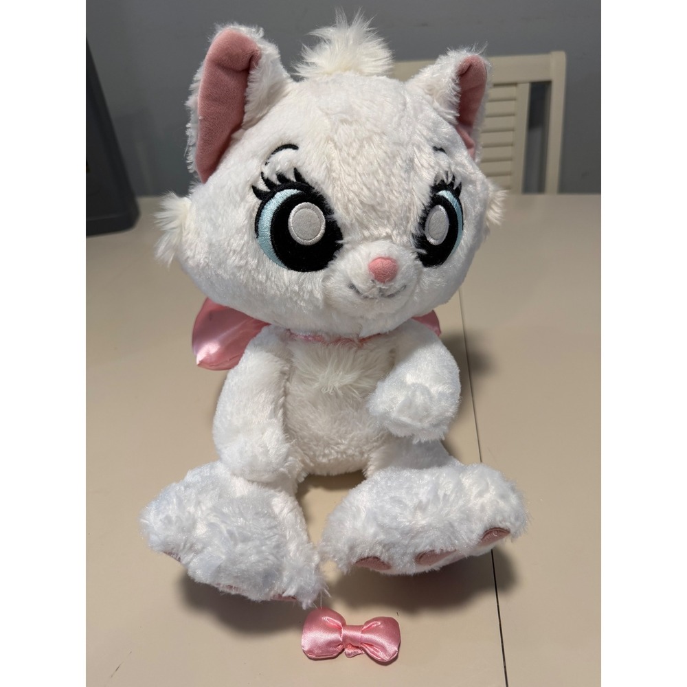 Disney Parks Aristocats Marie Plush White Kitten Pink Bow Stuffed Animal 11 inch